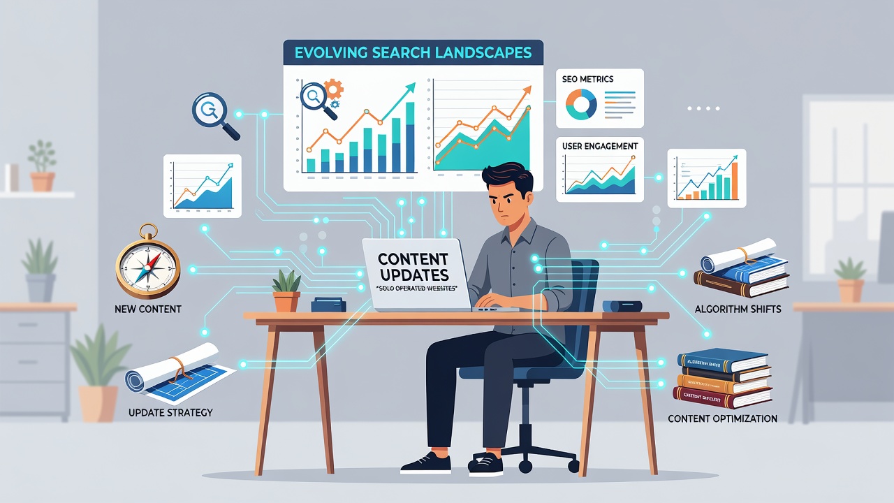 Website dashboard showing content performance metrics and update planning tools